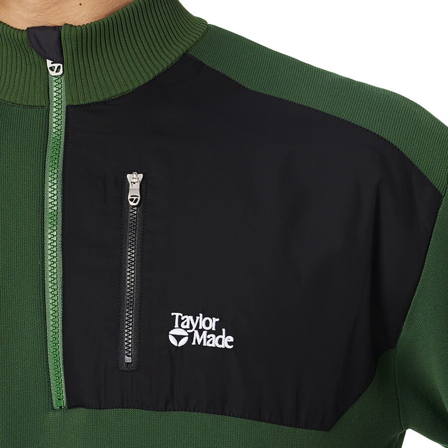 Sale/ TaylorMade ハーフジップセーター ブラック/オシャレ TaylorMade（テーラーメイド） ストレッチ ラインドハーフジップ
