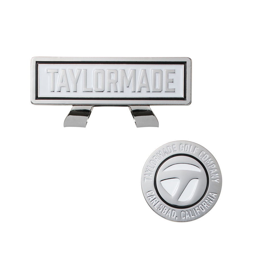 【TaylorMade Golf/テーラーメイドゴルフ】メタルTエンブレム キャップボールマーカー / White